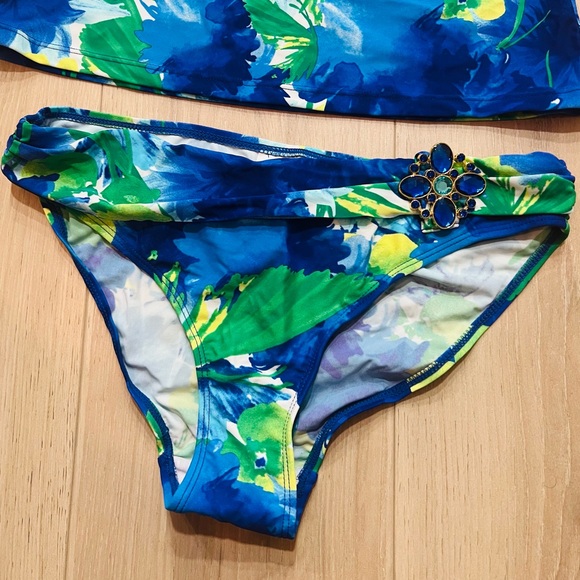 NWOT Tropical Floral Beautiful Blue Swimwear Set - Tankini and Bottoms Beach - Picture 6 of 10